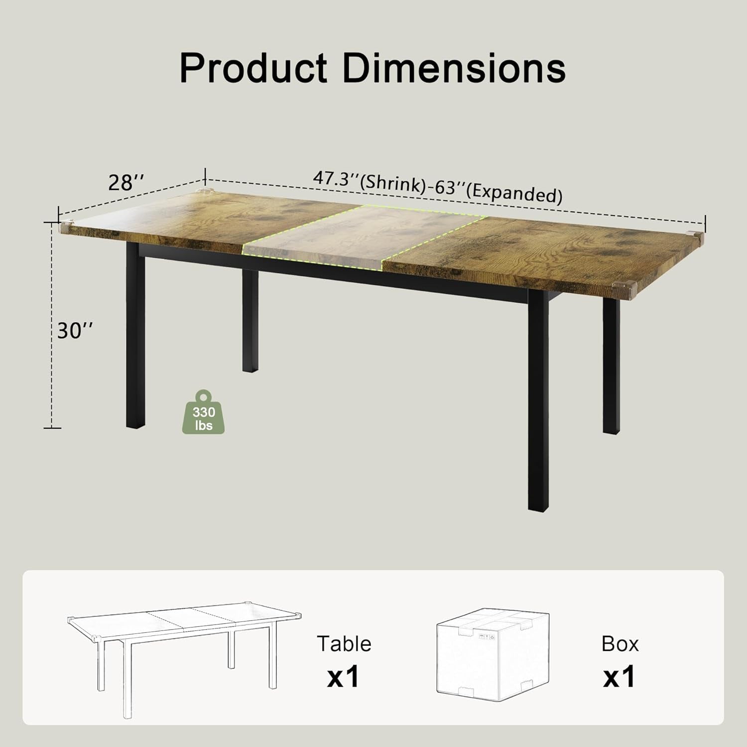 63" Extendable Dining Table | Modern Farmhouse Style - Hospitality World