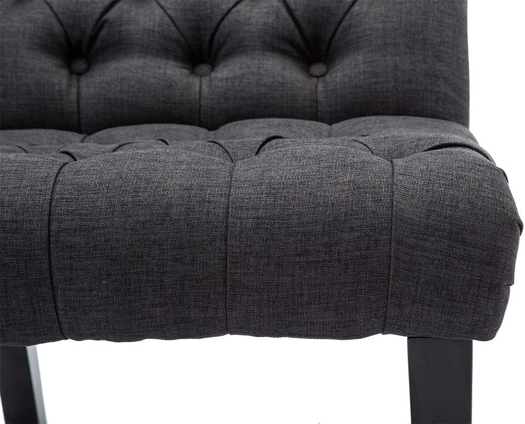 Gray Armless Accent Chair with Wood Legs | Tufted Linen Seating - Hospitality World
