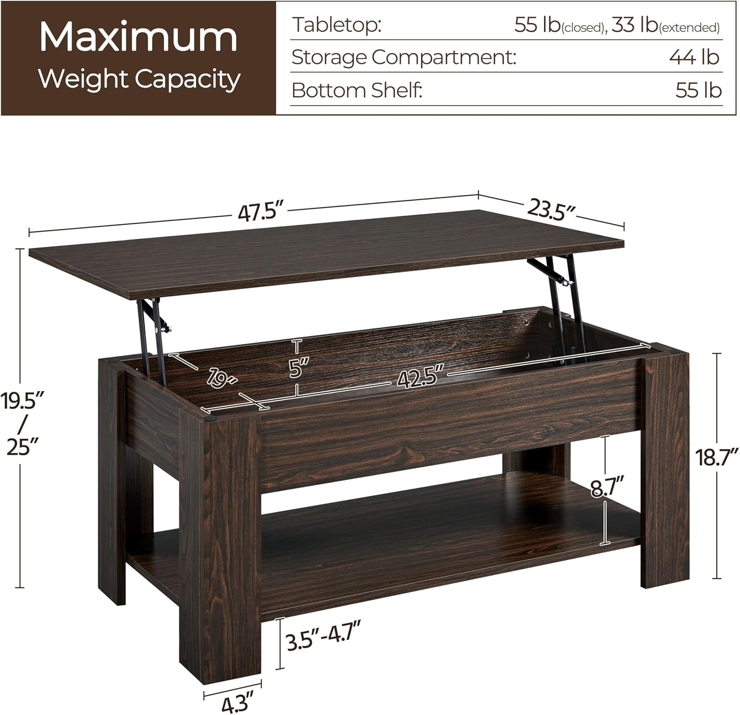 Lift Top Coffee Table with Hidden Compartment - Hospitality World