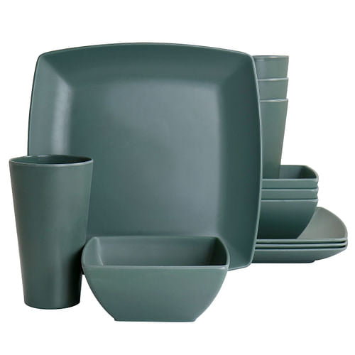 Gibson Home Grayson Melamine 12-Piece Square Dinnerware Set - Hospitality World