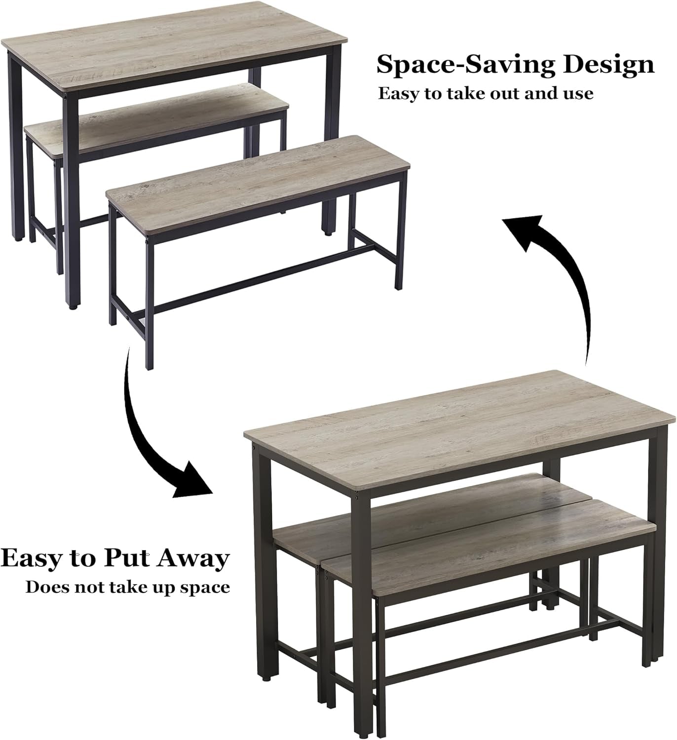 Compact 3-Piece Dining Table Set for 4 | Kitchen Nook & Apartment Furniture - Hospitality World
