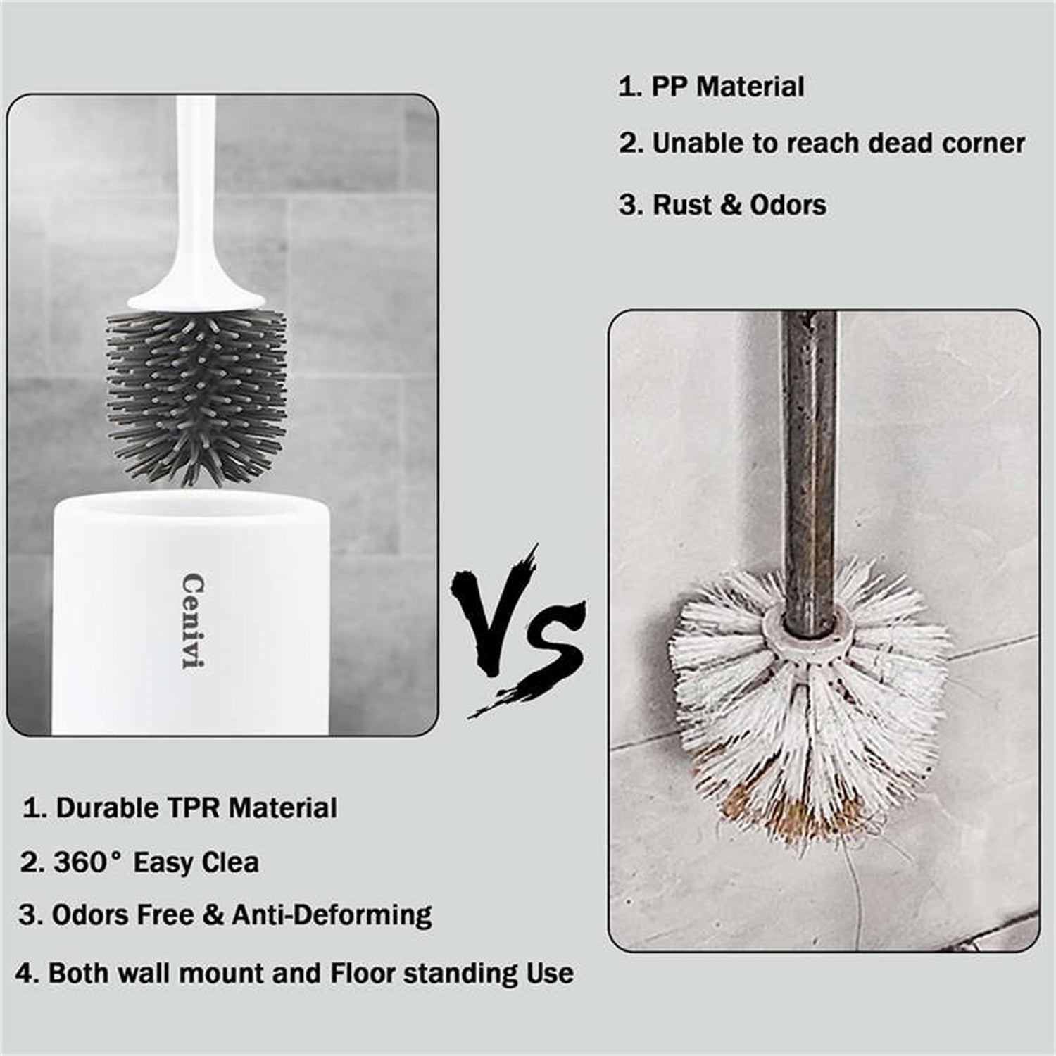 Home Fashion Simple Silicone Toilet Cleaning Brush Set - Hospitality World