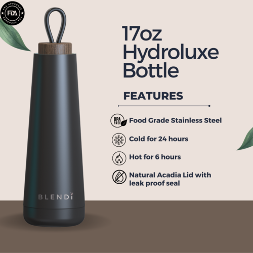 Hydroluxe Insulated Tumbler Water Bottle 17oz | Stainless Steel, 24-Hour Cold Retention - Hospitality World