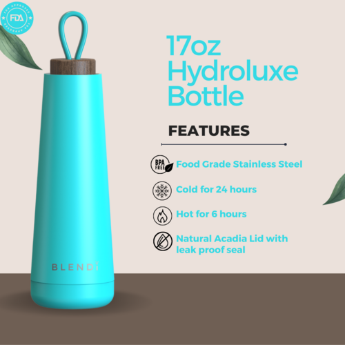Hydroluxe Insulated Tumbler Water Bottle 17oz | Stainless Steel, 24-Hour Cold Retention - Hospitality World