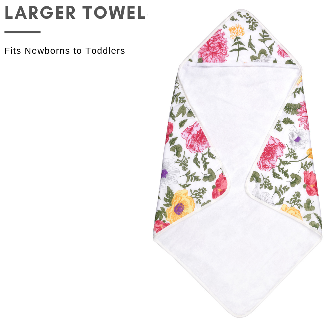 Baby Hooded Towel | Bamboo Terry & Muslin | 600 GSM | Floral Print - Hospitality World