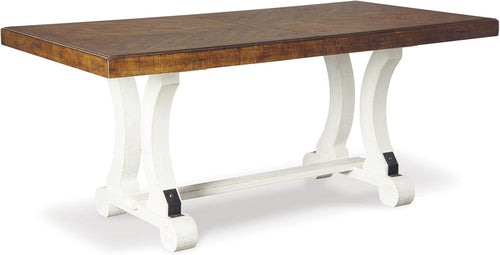 Valebeck Farmhouse Rectangular Extension Dining Table | Seats Up to 8, Two-Tone Finish - Hospitality World