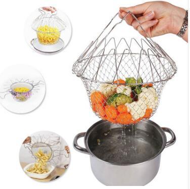 Stainless Steel Multi-Function Foldable Deep Fry Basket for Chef Cooking - Hospitality World