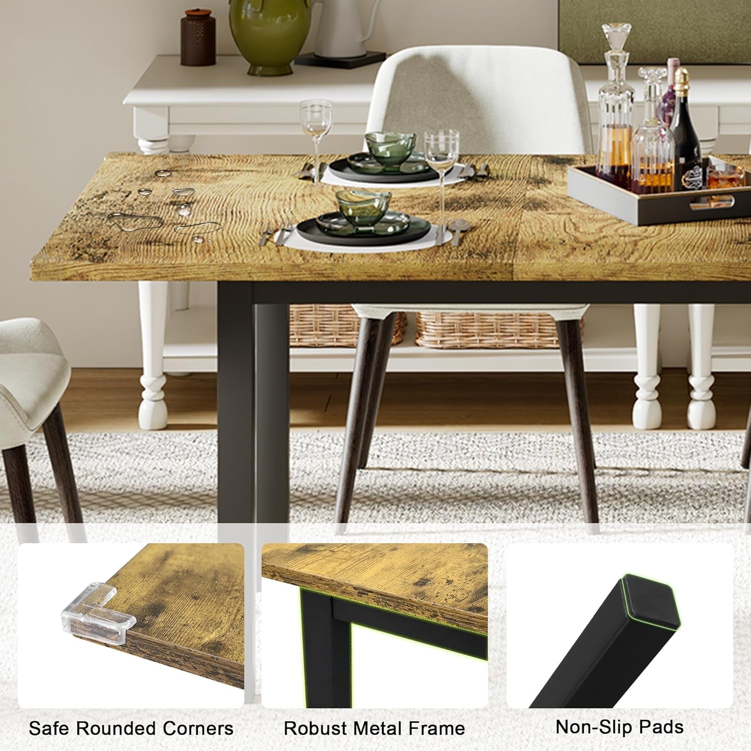 63" Extendable Dining Table | Modern Farmhouse Style - Hospitality World