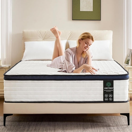 Queen Hybrid Mattress (12 Inch) - Medium Firm Comfort, Zero Motion Transfer, and Cooling Support - Hospitality World