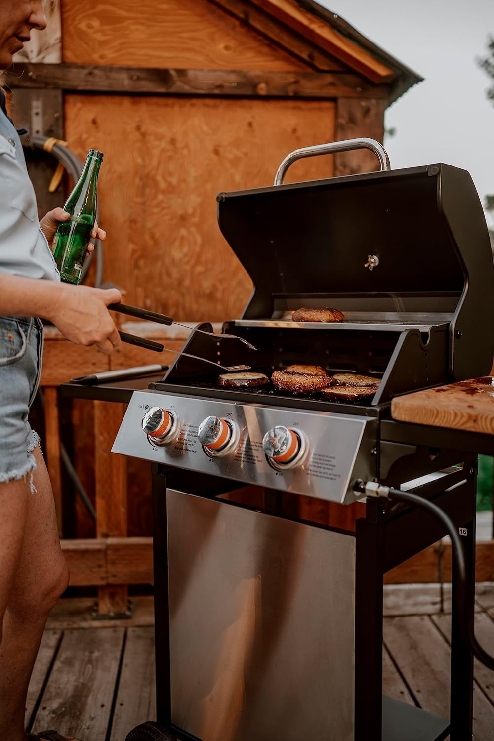 Elegant 3-Burner Stainless Steel Gas BBQ Grill with Cabinet and Wheels - Hospitality World