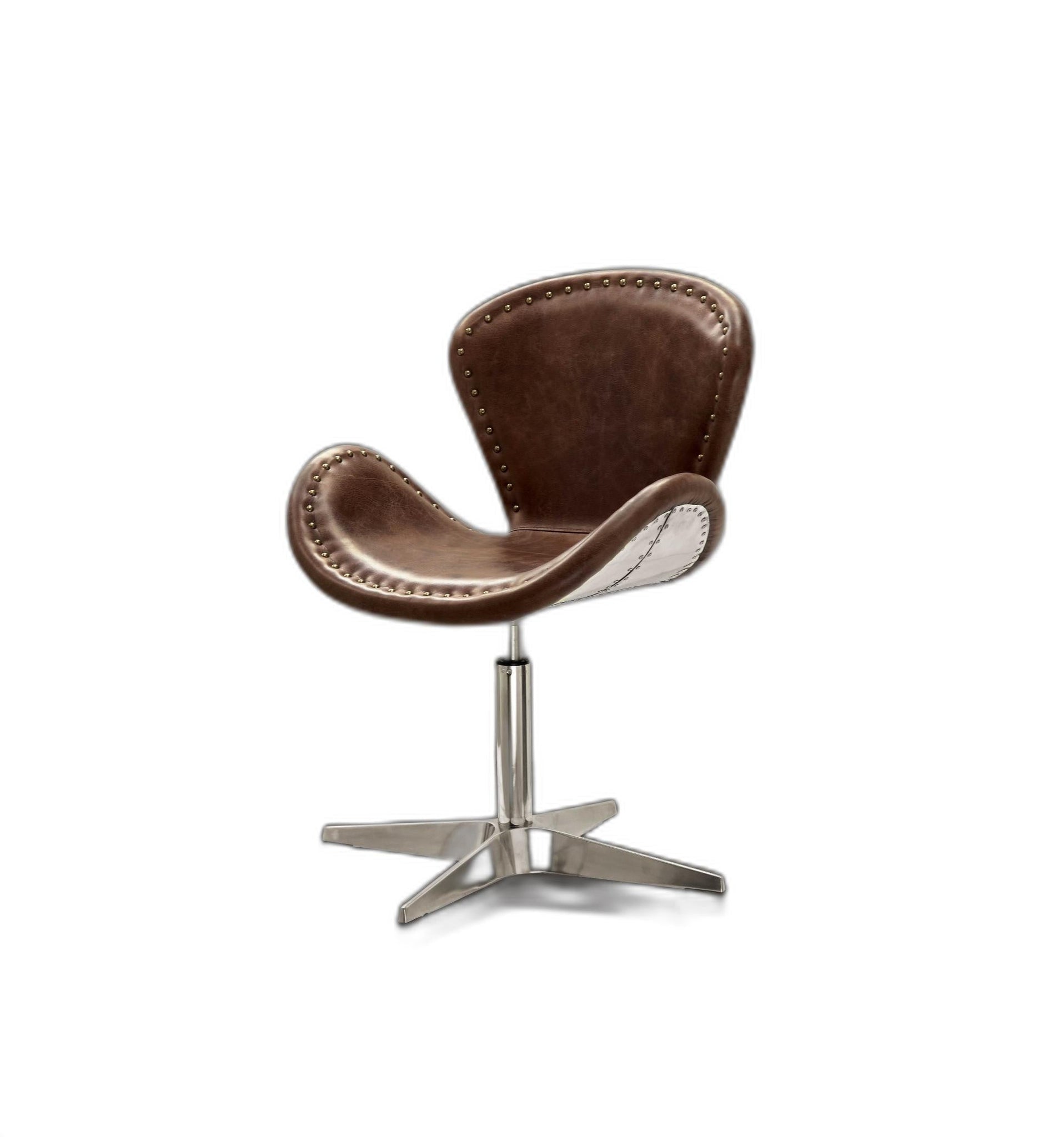 Brancaster Retro Brown Leather & Aluminum Accent Chair - Hospitality World