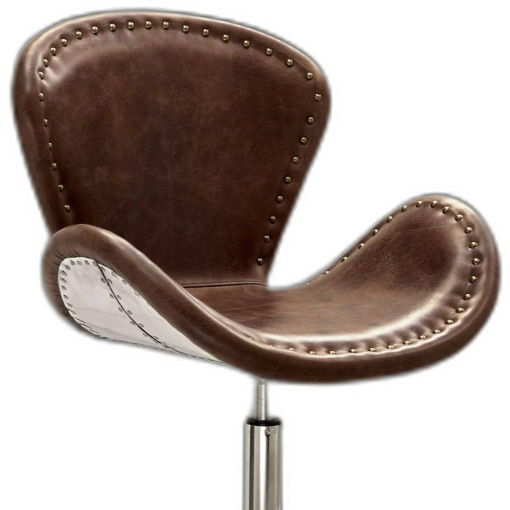 Brancaster Retro Brown Leather & Aluminum Accent Chair - Hospitality World