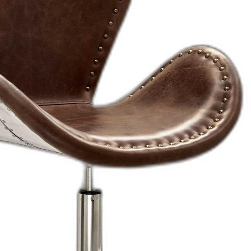 Brancaster Retro Brown Leather & Aluminum Accent Chair - Hospitality World