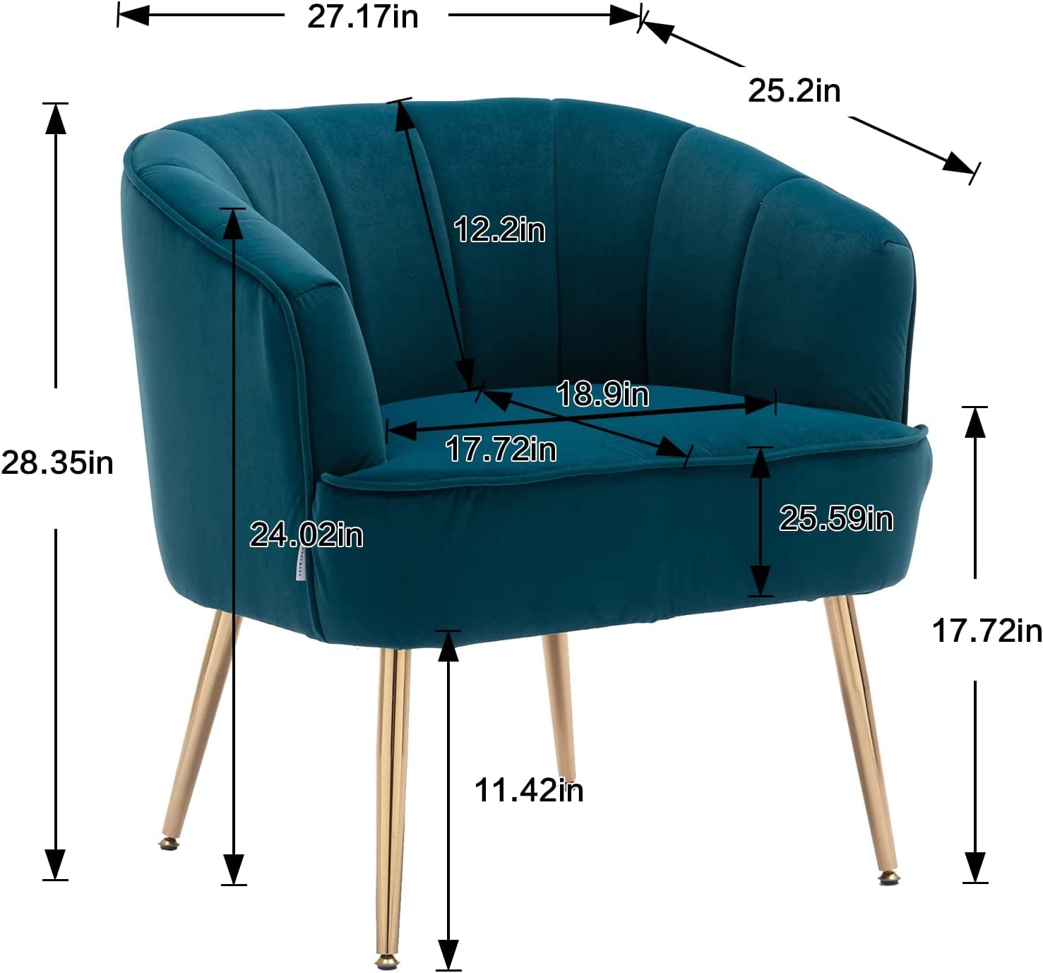 Elegant Teal Velvet Accent Chair with Golden Metal Legs - Hospitality World