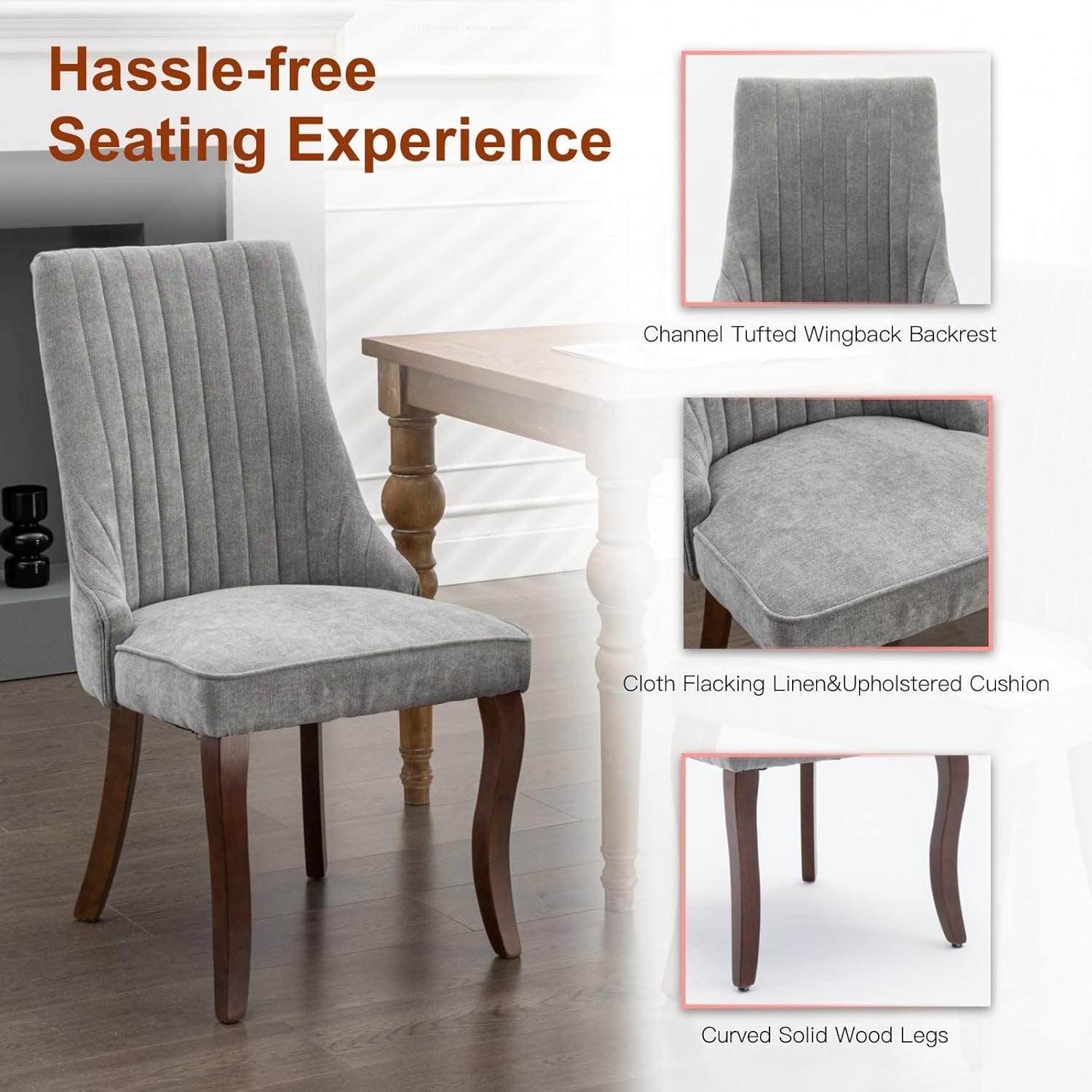 Set of 4 Velvet Dining/Accent Chairs | Grey Upholstery - Hospitality World