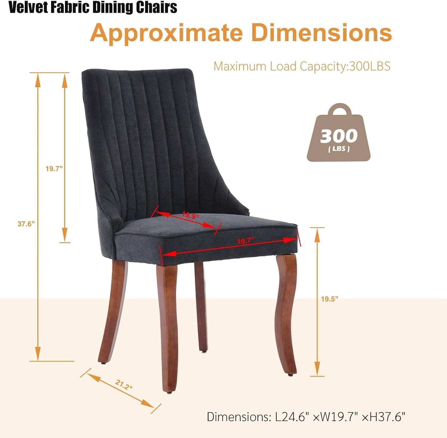 Velvet Dining Chairs (Set of 4) | Comfy Fabric Upholstered Accent Chairs - Hospitality World