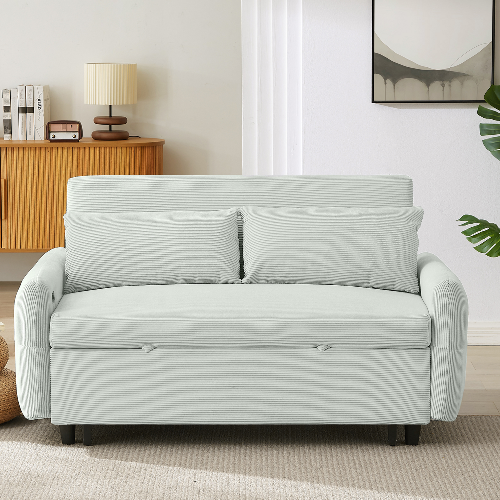 57" Modern Pull-Out Sofa Bed Loveseat with Adjustable Backrest and USB - Hospitality World
