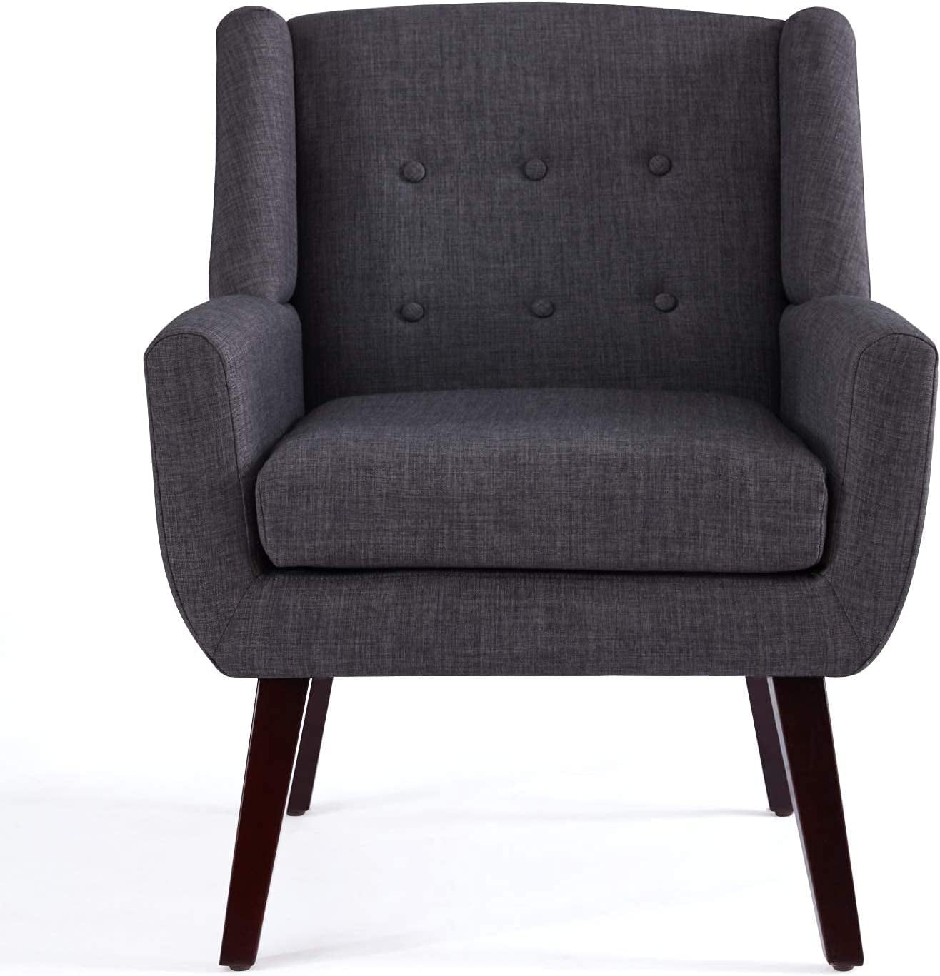 Elegant Grey Button Tufted Accent Chair | Upholstered Armchair for Living Room - Hospitality World