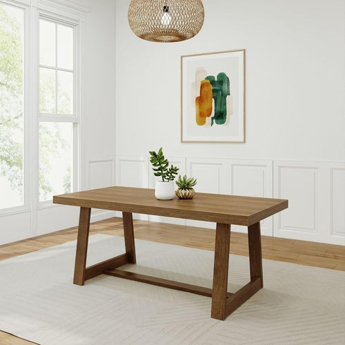 72" Farmhouse Dining Table | Solid Wood Rustic Kitchen Table - Hospitality World