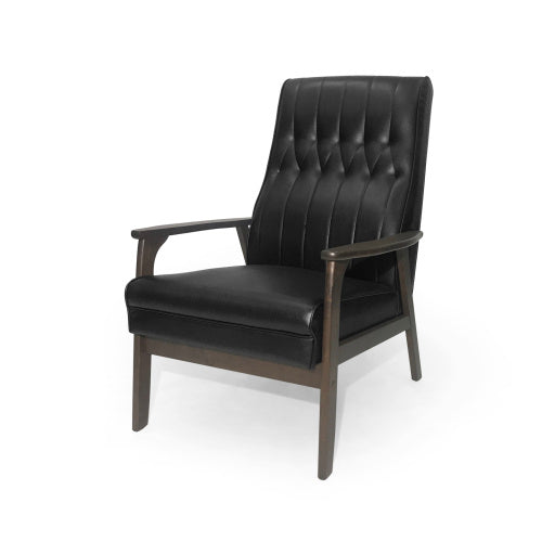 Mid-Century Modern Upholstered Accent Chair, Matte Black - Hospitality World