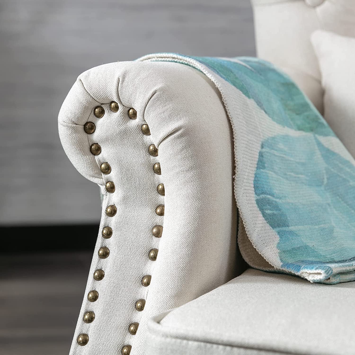 Set of 2 Mid-Century Modern Accent Chairs with Rolled Arms, Tufted Back, Linen Fabric - Hospitality World