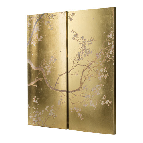 Set of 2 Cherry Blossom Wall Art Panels for Living Room Decor - Hospitality World
