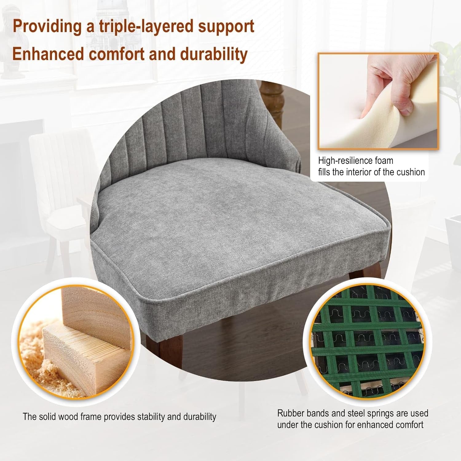 Set of 4 Velvet Dining/Accent Chairs | Grey Upholstery - Hospitality World