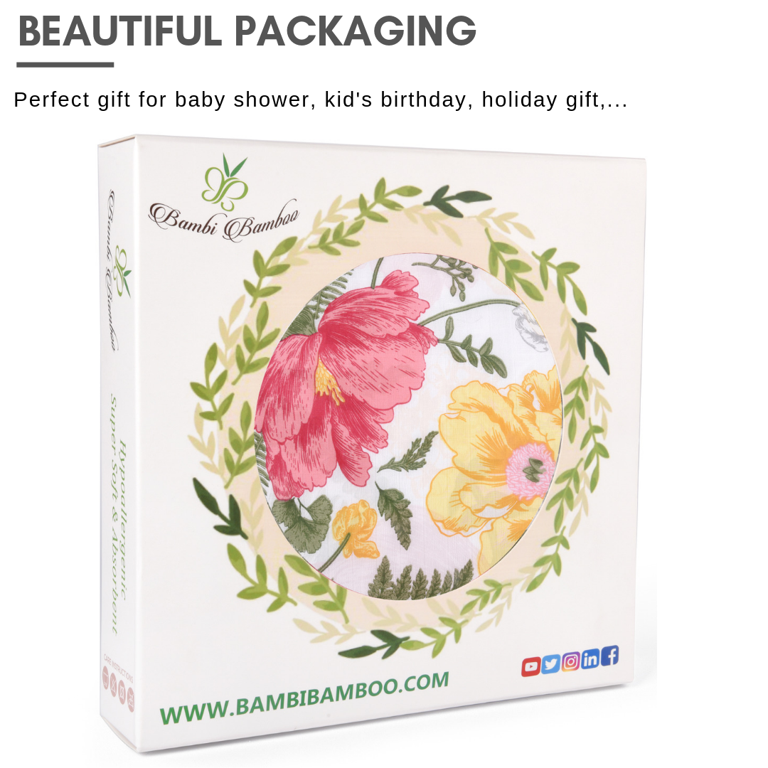 Baby Hooded Towel | Bamboo Terry & Muslin | 600 GSM | Floral Print - Hospitality World