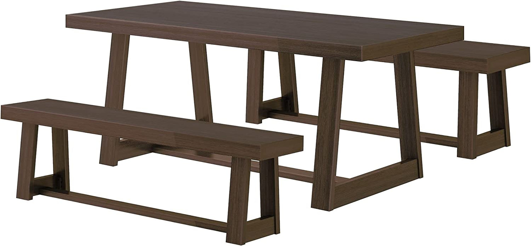 Walnut Farmhouse Dining Table Set (6-Seater) with 2 Benches - Hospitality World