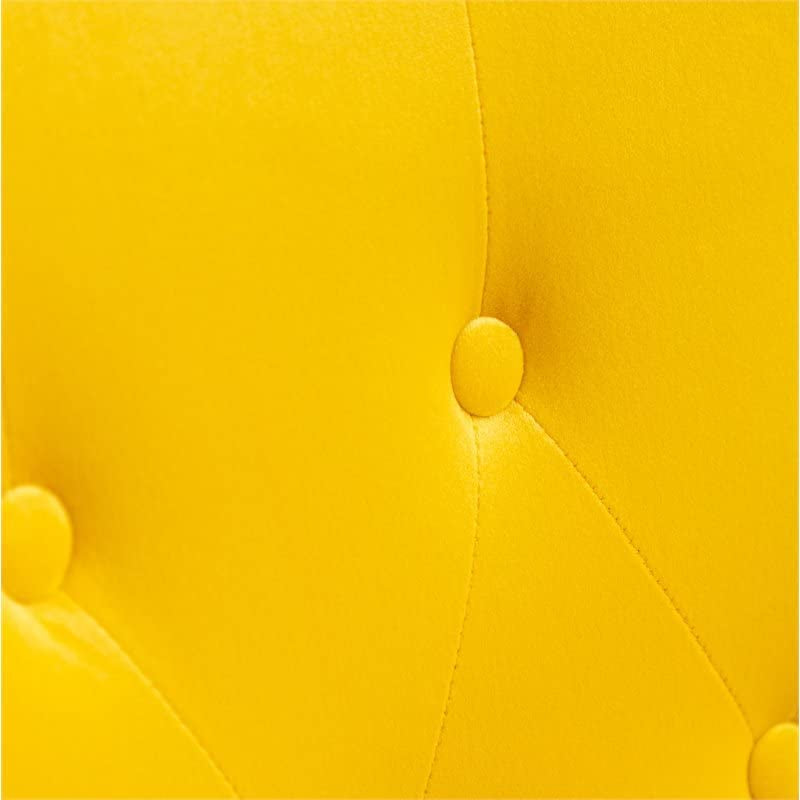 Compact Yellow Velvet Accent Chair | Button Tufted Elegance - Hospitality World
