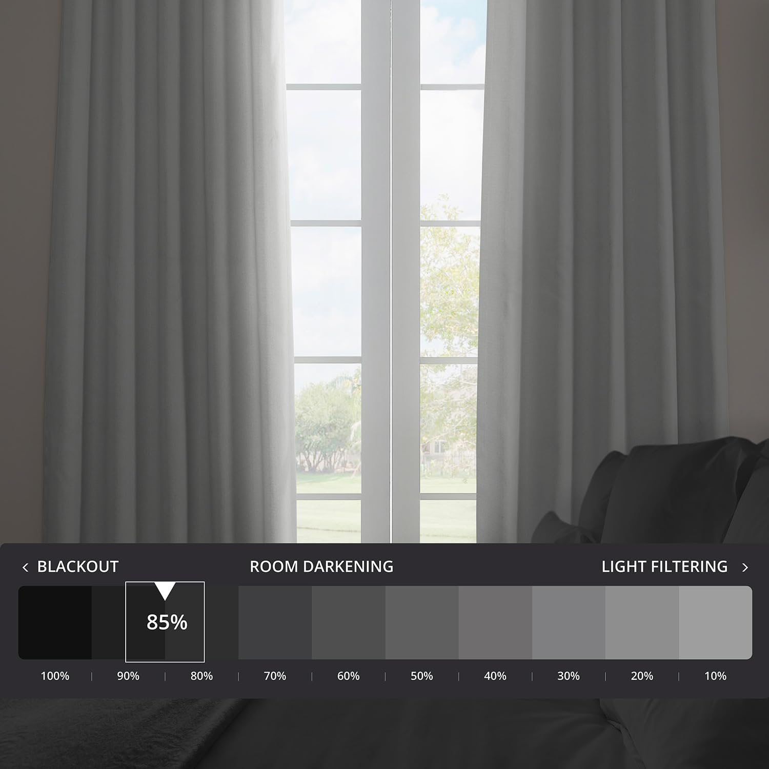 Faux Linen Room Darkening Curtains - 1 Panel, 50W X 96L, Color Oyster