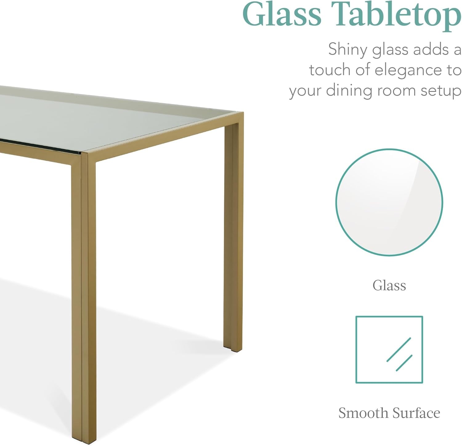 5-Piece Glass Dining Set - Modern Kitchen Table & 4 Faux Leather Chairs - Hospitality World