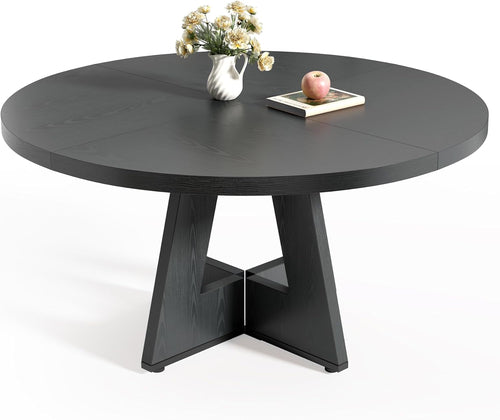 47 Inch Round Dining Table for 4-6 | Modern Farmhouse Pedestal Base Kitchen Table - Hospitality World