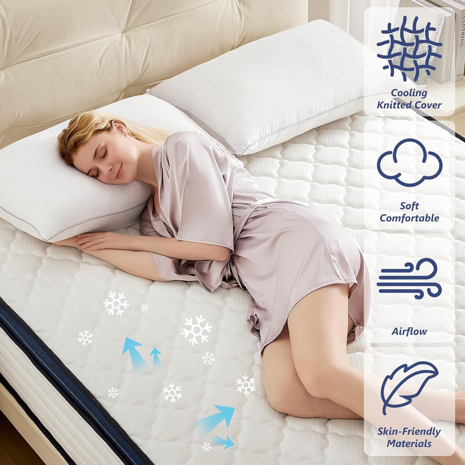 Queen Hybrid Mattress (12 Inch) - Medium Firm Comfort, Zero Motion Transfer, and Cooling Support - Hospitality World
