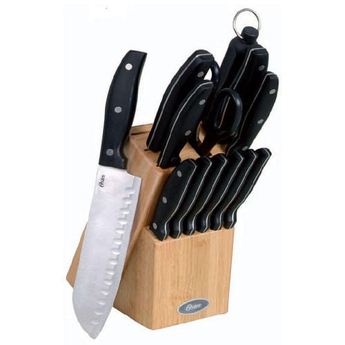 Oster Granger 14-Piece Stainless Steel Cutlery Set | Precision Knives with Rubberwood Storage Block - Hospitality World