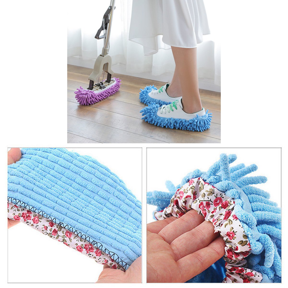 Lazy Maid Mop Slippers (3 Pairs) | Hands-Free Floor Dusting Shoes - Hospitality World