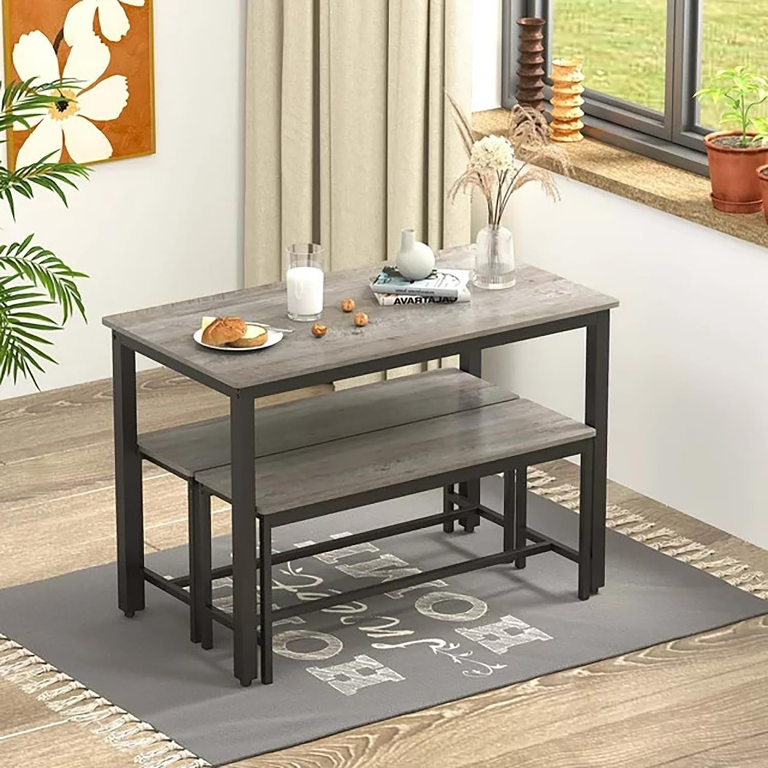 Compact 3-Piece Dining Table Set for 4 | Kitchen Nook & Apartment Furniture - Hospitality World