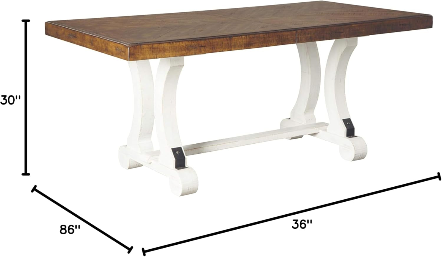 Valebeck Farmhouse Rectangular Extension Dining Table | Seats Up to 8, Two-Tone Finish - Hospitality World