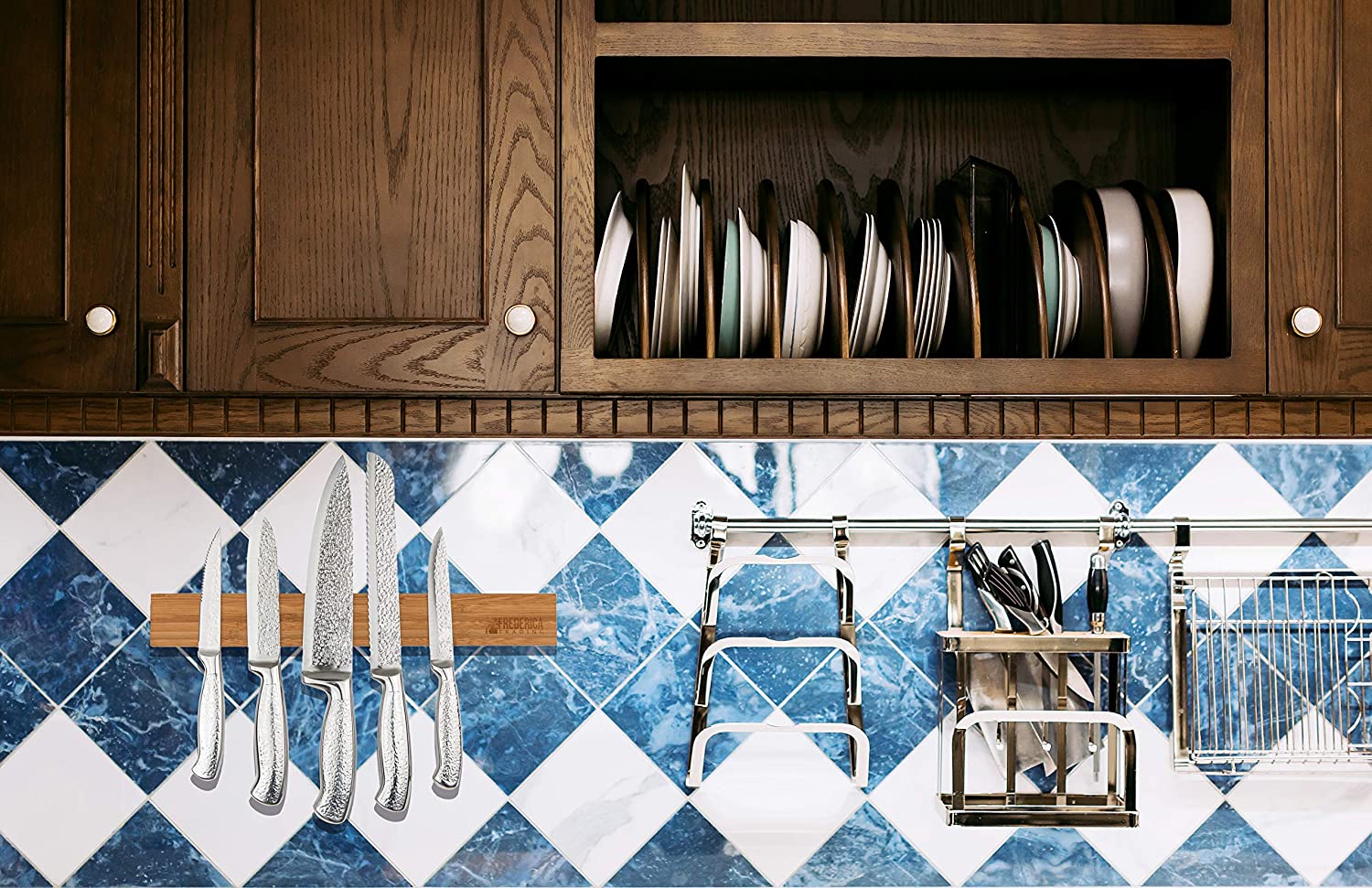 Premium Bamboo Magnetic Knife Strip Holder | Space-Saving Wall Mount for Knives & Tools - Hospitality World