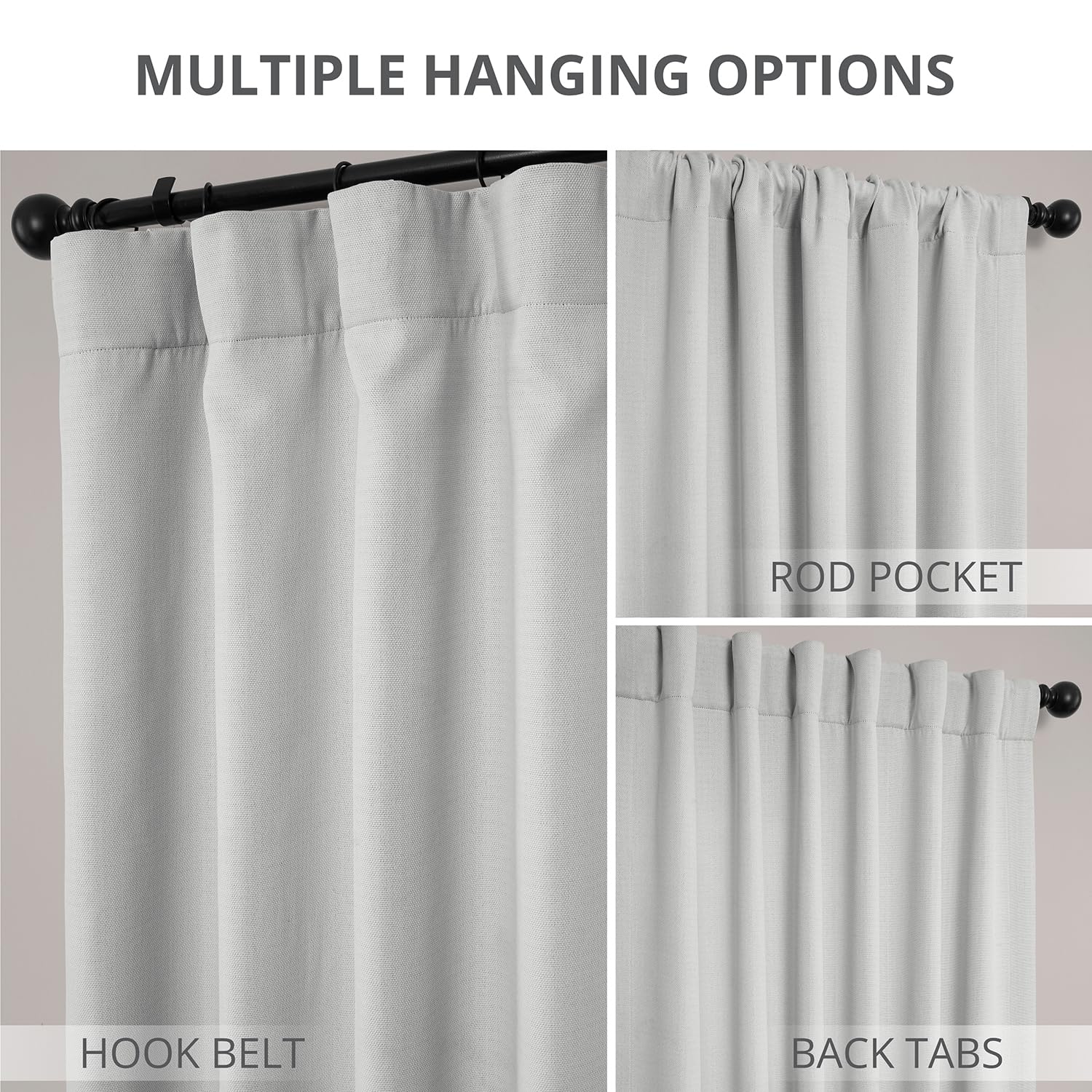Faux Linen Room Darkening Curtains - 1 Panel, 50W X 96L, Color Oyster