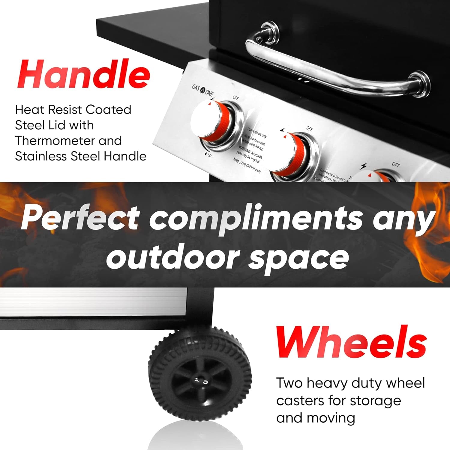 Elegant 3-Burner Stainless Steel Gas BBQ Grill with Cabinet and Wheels - Hospitality World