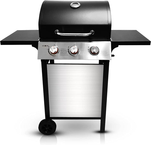 Elegant 3-Burner Stainless Steel Gas BBQ Grill with Cabinet and Wheels - Hospitality World