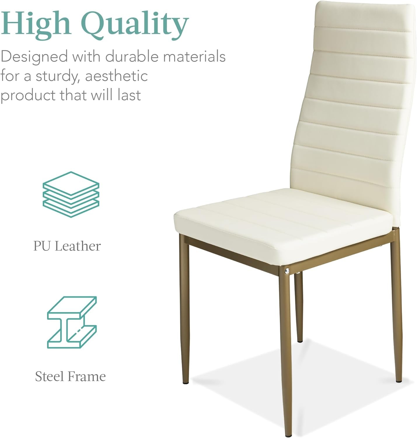 5-Piece Glass Dining Set - Modern Kitchen Table & 4 Faux Leather Chairs - Hospitality World