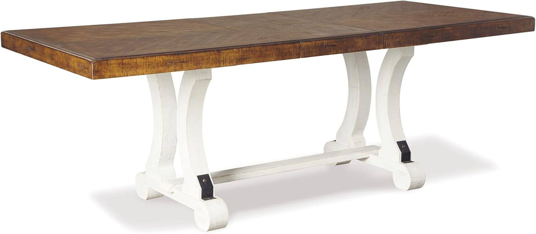 Valebeck Farmhouse Rectangular Extension Dining Table | Seats Up to 8, Two-Tone Finish - Hospitality World