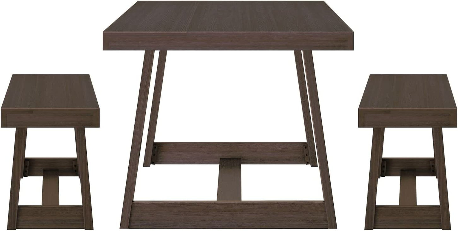 Walnut Farmhouse Dining Table Set (6-Seater) with 2 Benches - Hospitality World