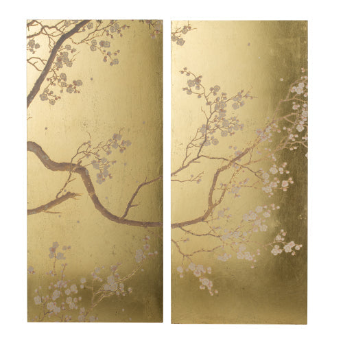 Set of 2 Cherry Blossom Wall Art Panels for Living Room Decor - Hospitality World