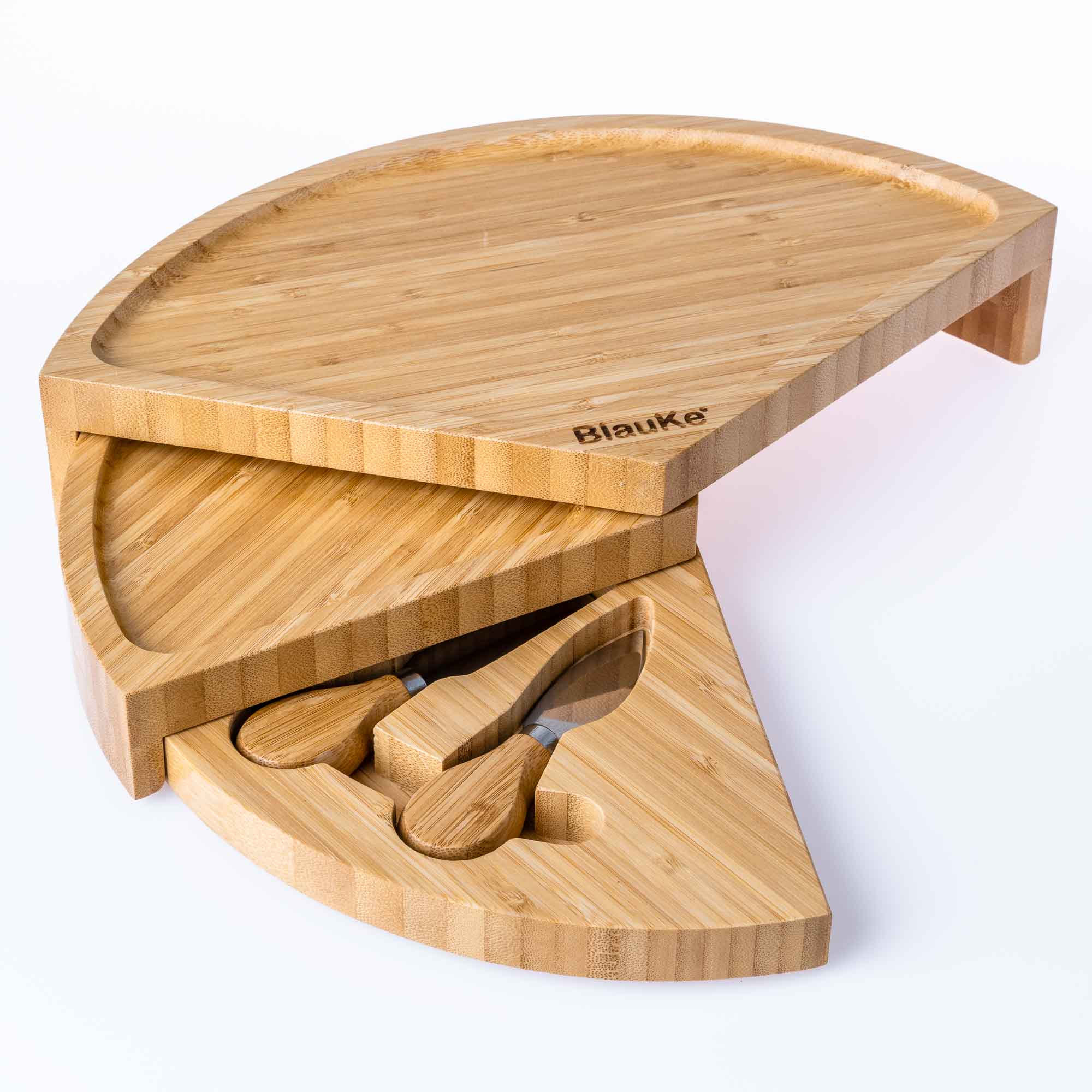 Bamboo Cheese Board and Knife Set - 14 Inch Swiveling - Hospitality World