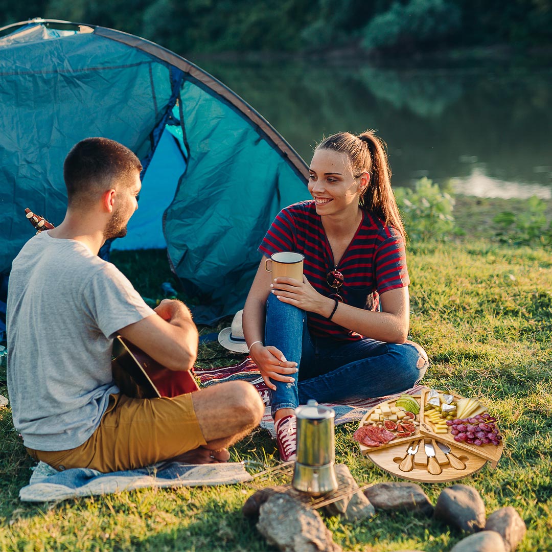 Bamboo Cheese Board and Knife Set - 14 Inch Swiveling - Hospitality World