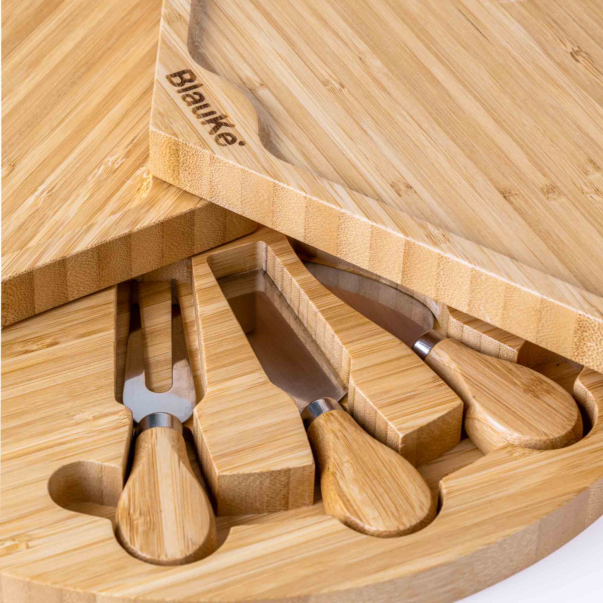 Bamboo Cheese Board and Knife Set - 14 Inch Swiveling - Hospitality World