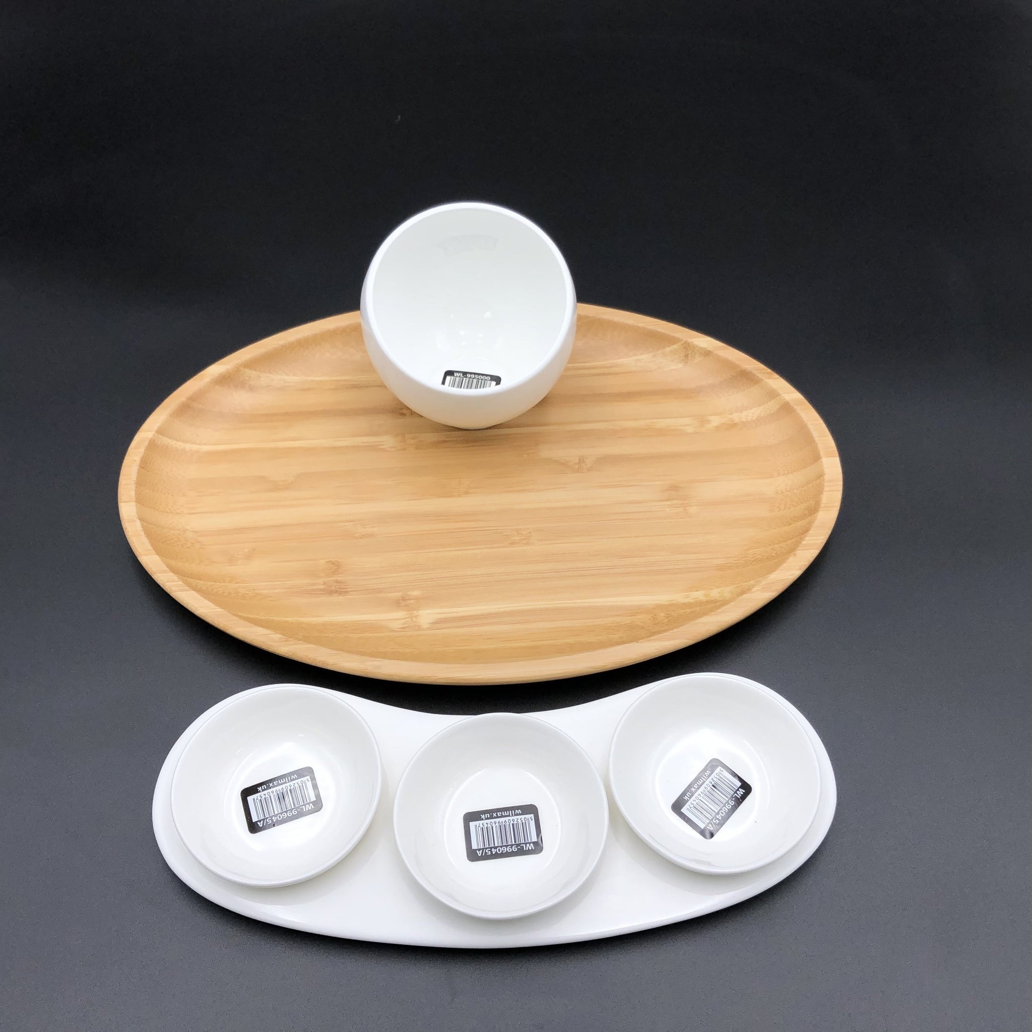 A Mignardises (Petit Four) Serving Set with Bamboo Oval Tray - Hospitality World